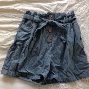 Denim button shorts